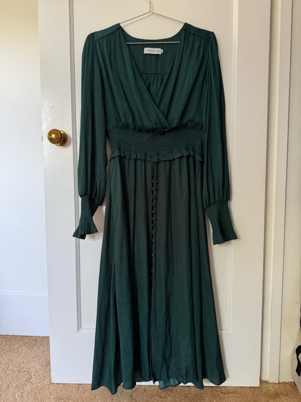 Deep Green Long Sleeve Flowy Dress